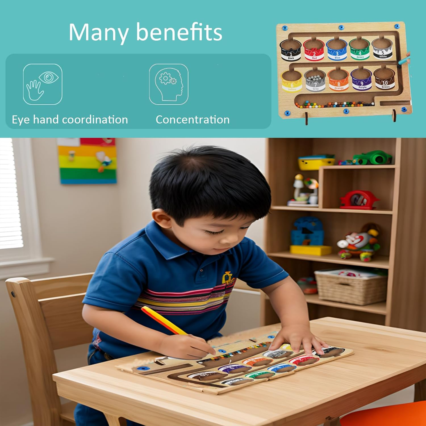 Magnetic Maze Color Sorting Game